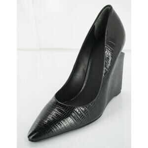 Alexander Wang black Lizzard Ine Wedge Heel Pointy Toe Pumps Size 36 New $595
